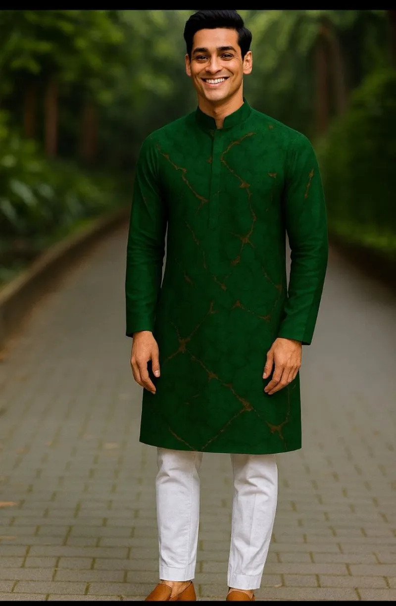 Men's Micro Fabric Panjabi with Colour-Matched Buttons
