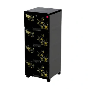 Premio Silver Wardrobe - 4 Drawer - Black