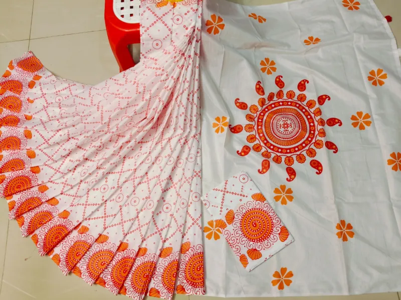 Resham Silk Saree with Screen Print and Blouse Piece