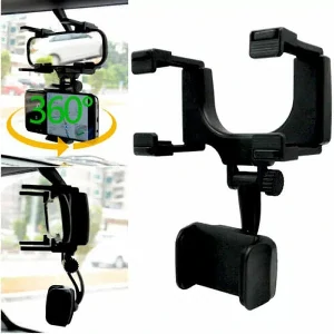 360 Degree Rearview Mirror Car Phone Holder