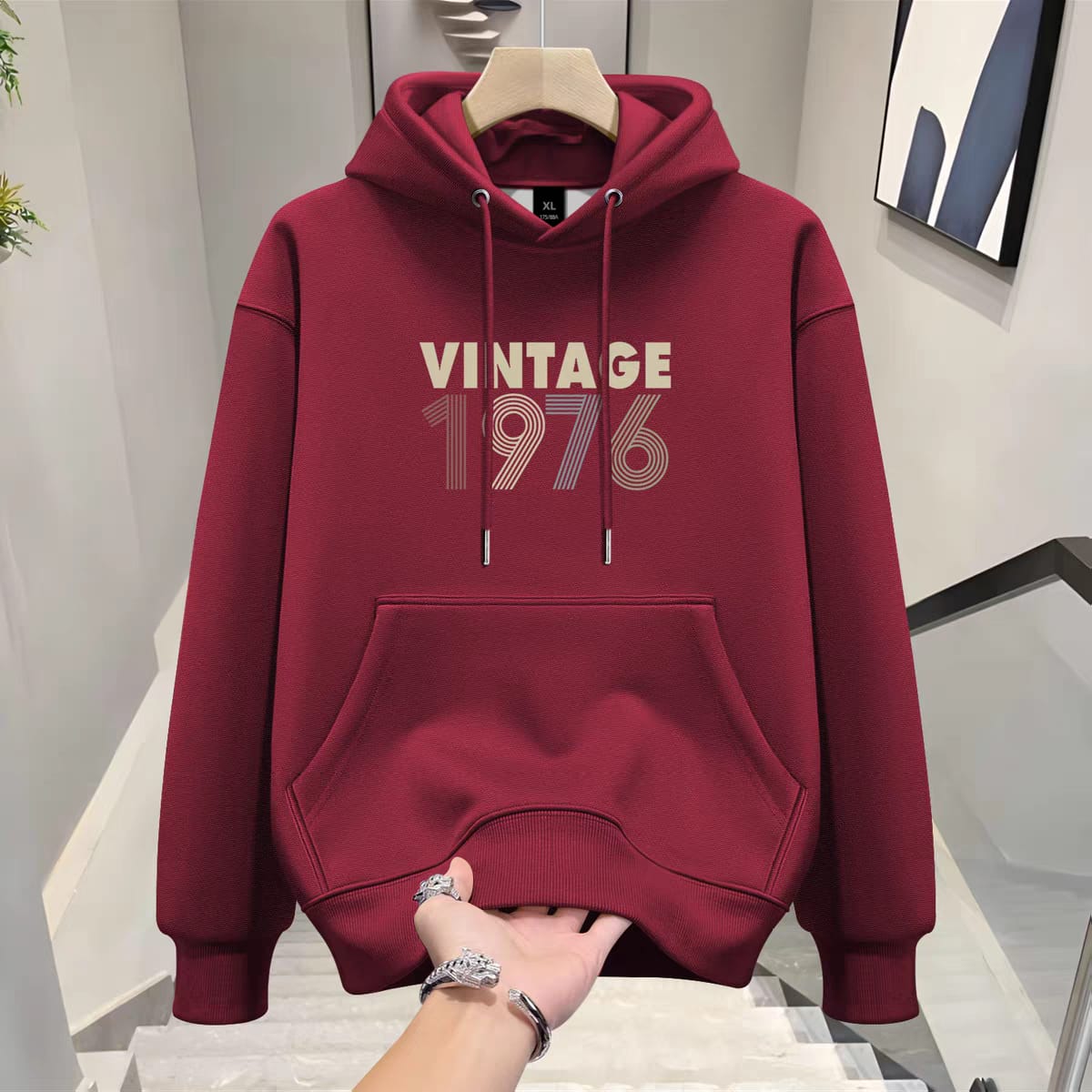 Men's Full Sleeve Winter Hoodie, 320 GSM Cotton, Sizes M to XL