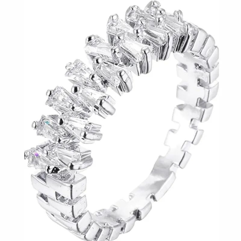 Double Rows Diamond Rings for Womens