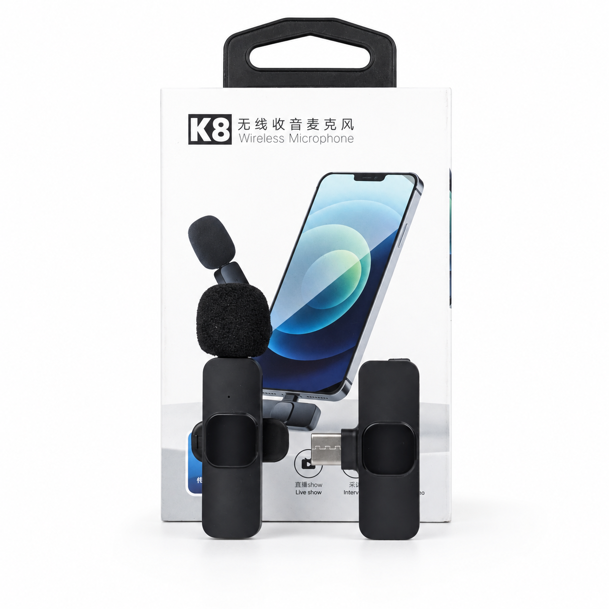 K8 Wireless Microphone for YouTube Vlogging, Video Recording Online Classes with Noise Cancellation Mic Supports (Type  C)