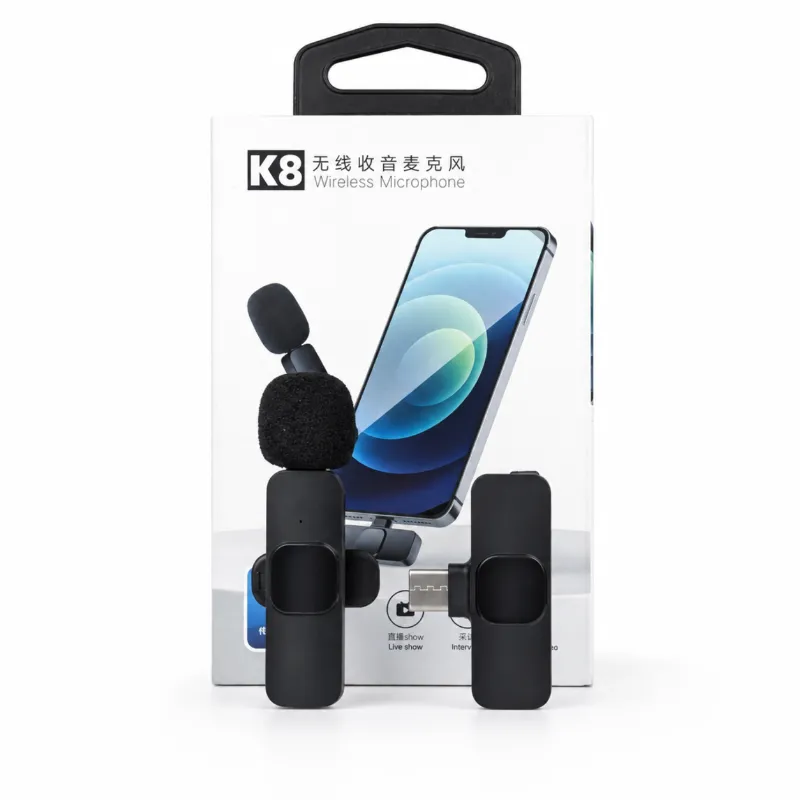 K8 Wireless Microphone for YouTube Vlogging, Video Recording Online Classes with Noise Cancellation Mic Supports (Type  C)
