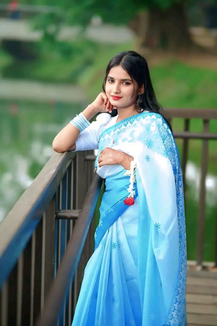 Gradient Chanderi Silk Saree with Flower Print, 4 Colours