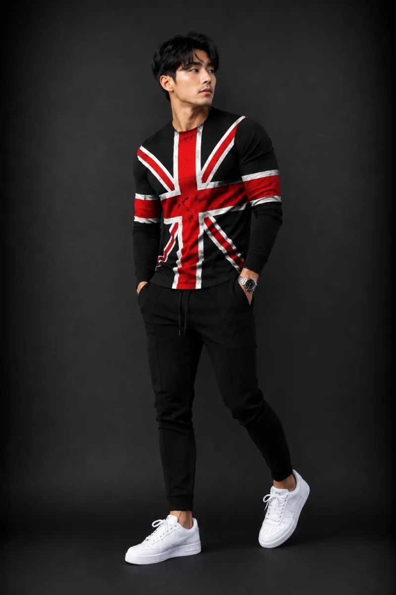 Men's Full Sleeve Mesh T-Shirt and Polyester Trouser Set, 160 GSM