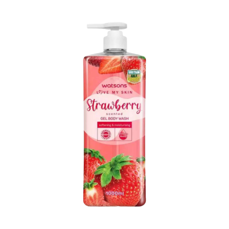 Watsons Love My Skin Strawberry Scented Gel Body Wash 1000ml (Malaysia)