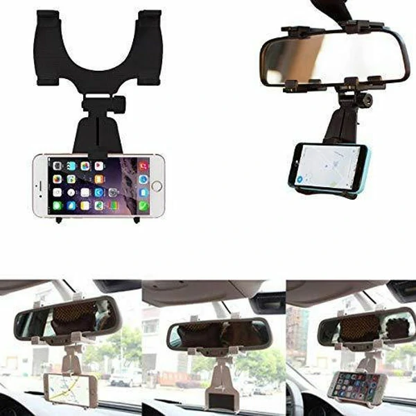 360 Degree Rearview Mirror Car Phone Holder