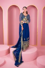 Women's Georgette Lehenga Party Dress with Embroidered Orna, 44 Inch