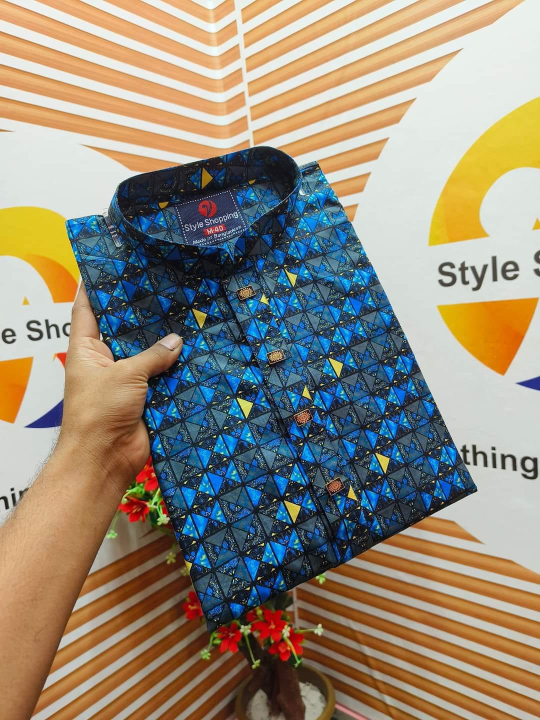 Men's Cotton Print Panjabi with Snap Buttons, Sizes M to XL
