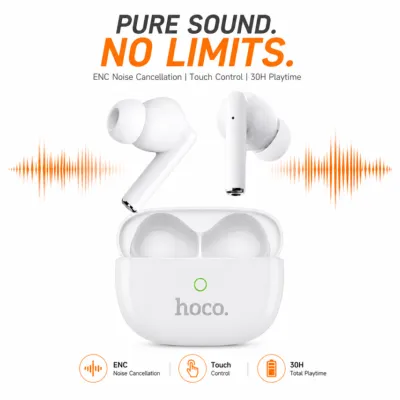 Hoco Y62-ENC True Wireless Bluetooth Earbuds – Hi-Res Audio Certified TWS with ENC Noise Cancellation, 30H Playtime & Bluetooth 5.4