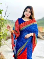 Women's Boishakh Half Cotton Saree with Blouse Piece, 5 Colours
