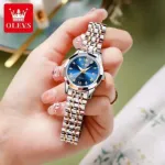 OLEVS Watch for Women Branded Stainless steel Elegant Luminous Ladies Watches 9931 Silver Blue