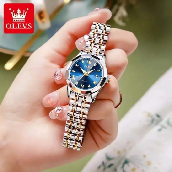 OLEVS Watch for Women Branded Stainless steel Elegant Luminous Ladies Watches 9931 Silver Blue