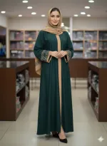 Sneha Embroidered Borka with Hijab, Lengths 50 to 56