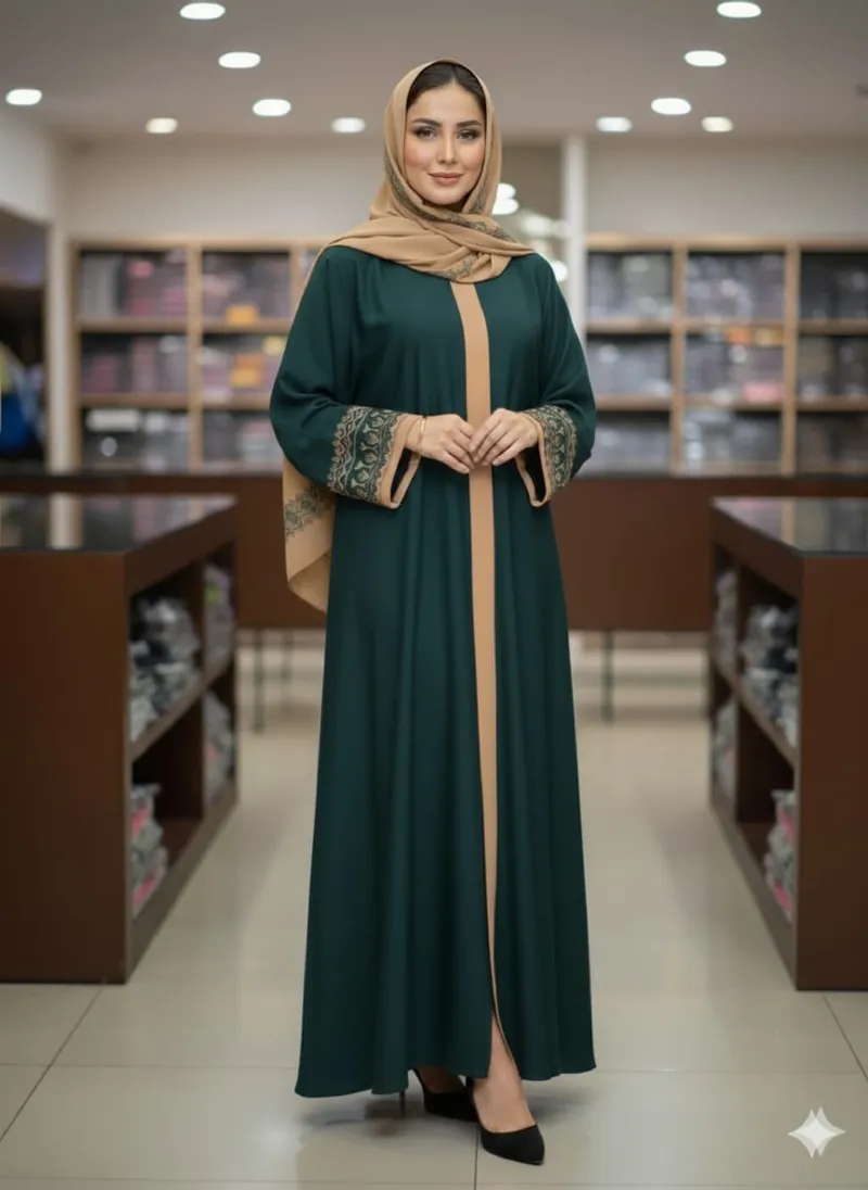 Sneha Embroidered Borka with Hijab, Lengths 50 to 56