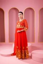 Women's Georgette Lehenga Party Dress with Embroidered Orna, 44 Inch