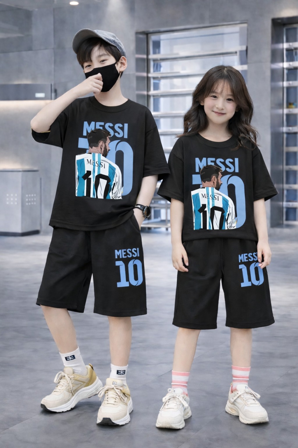 Kids' Drop Shoulder Tee and Drawstring Pant Set, DTF Print