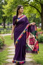 Chanderi Silk Saree with Matching Blouse Piece, 3 Colours