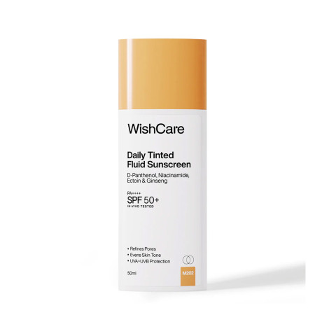 WishCare Daily Tinted Fluid Sunscreen PA++++ SPF 50+ 50ml - M202 (India)