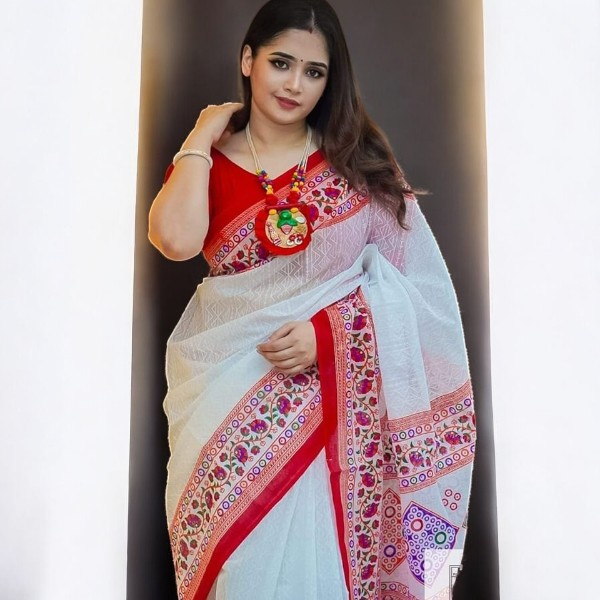 High quality half silk saree with blouse piece