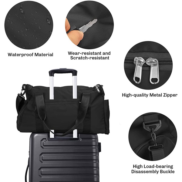 Fashionable Large Capacity Travel & Gym Bag - Black