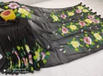 Women's Half Silk Saree with Hand Print Work, 6 Colours
