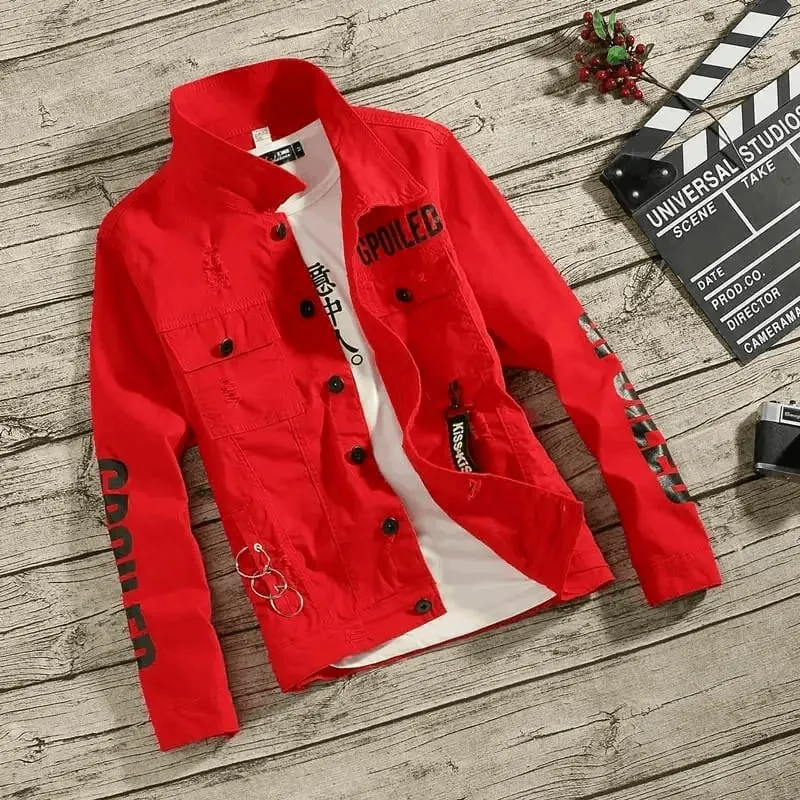 Men's Denim-Style Jacket in Gabardine Fabric, Sizes M to XL