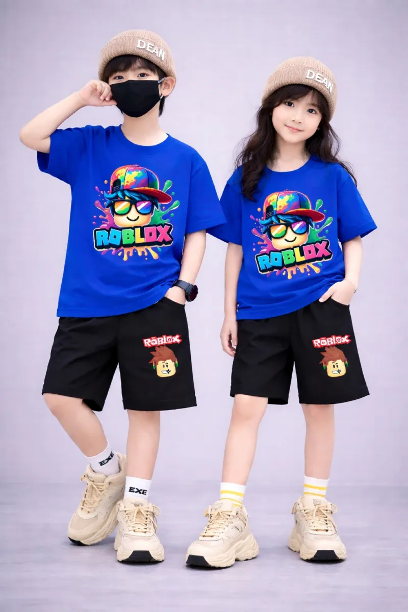 Kids' 200 GSM Drop Shoulder Tee and Pant Set, Sizes 2-3Y and 4-5Y