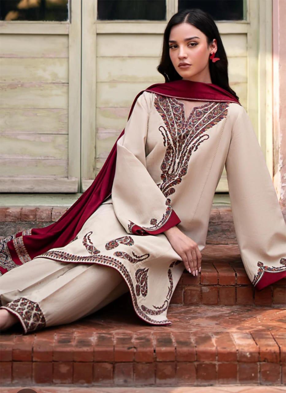 Cotton Silk Three Piece with 42 Inch Kameez, 3 Colours
