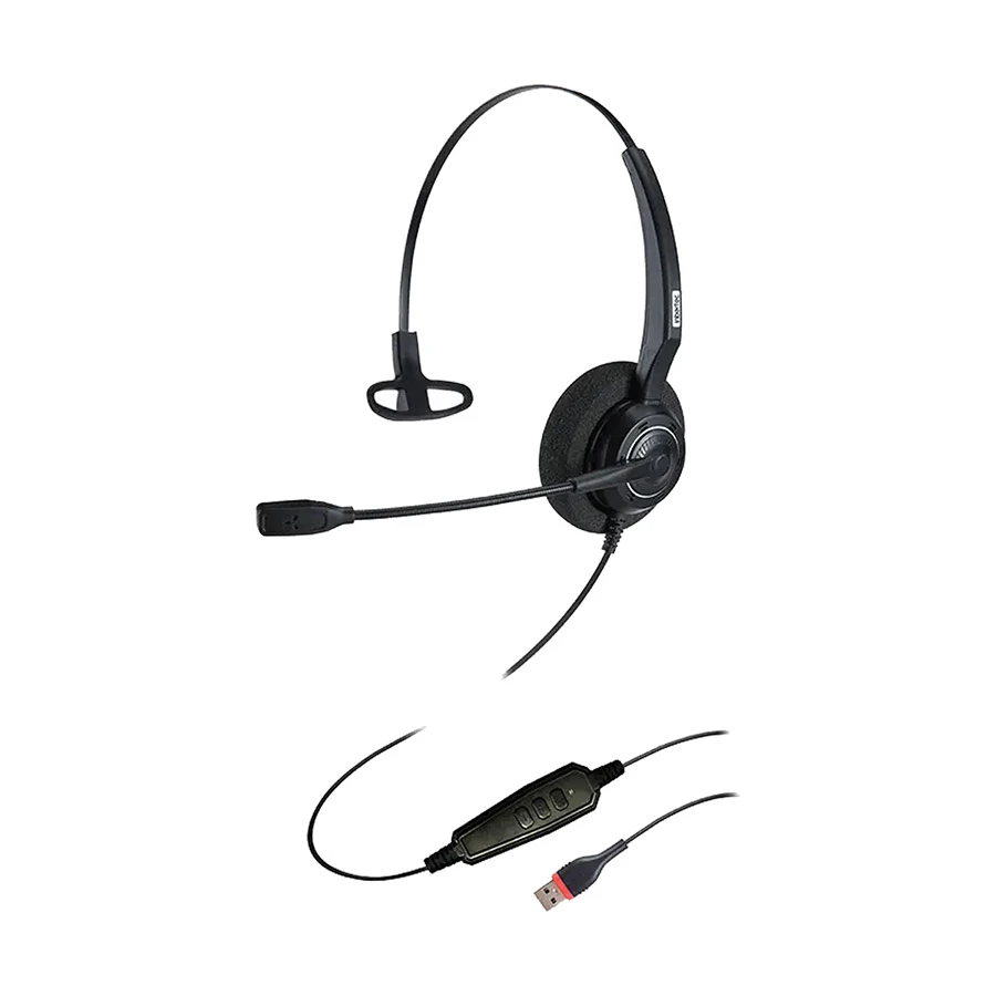Inbertec UB200U Mono Wired USB Noise Cancelling Black Headphone