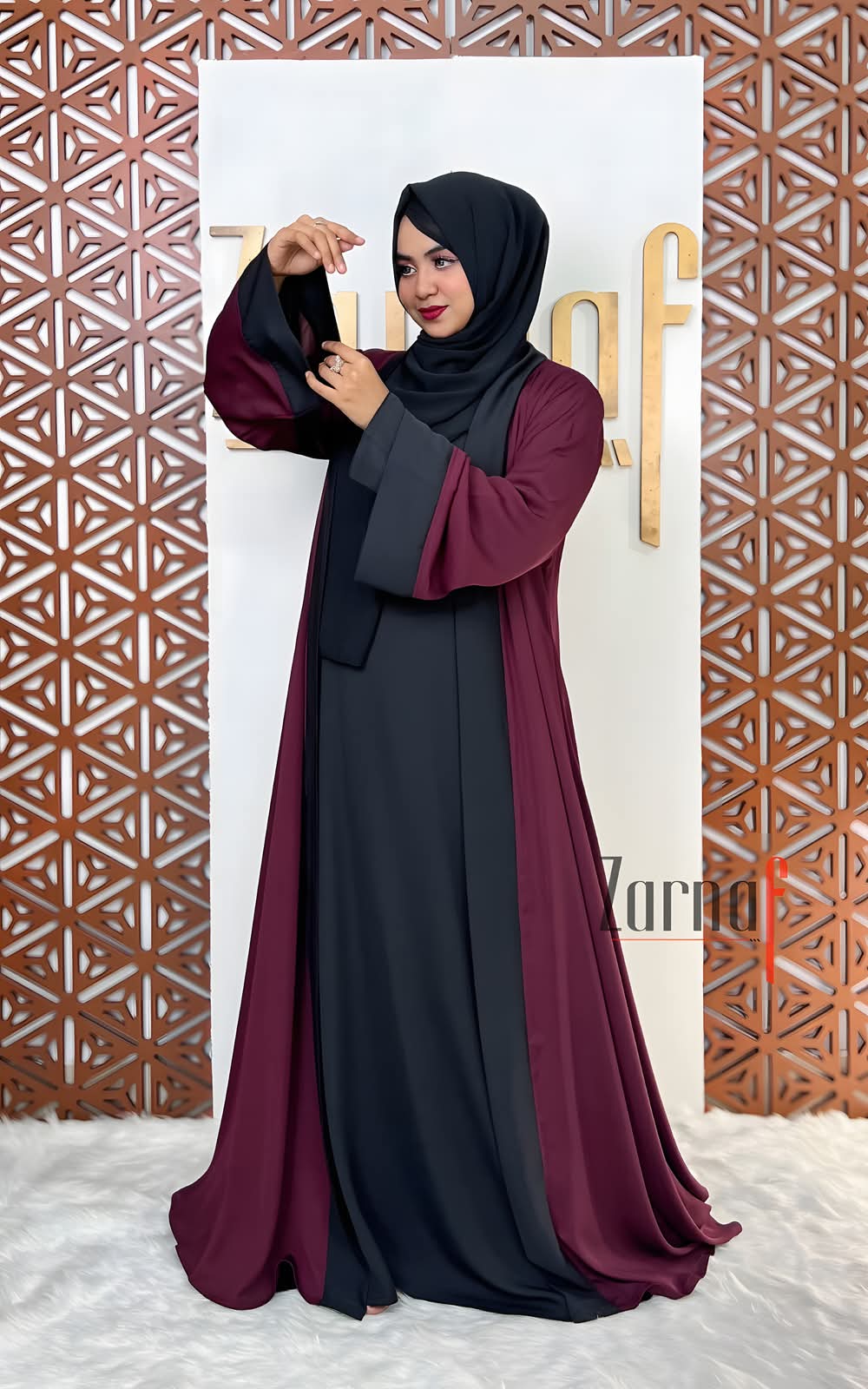 Arabian Koti Abaya with Hijab, Double Koti Design