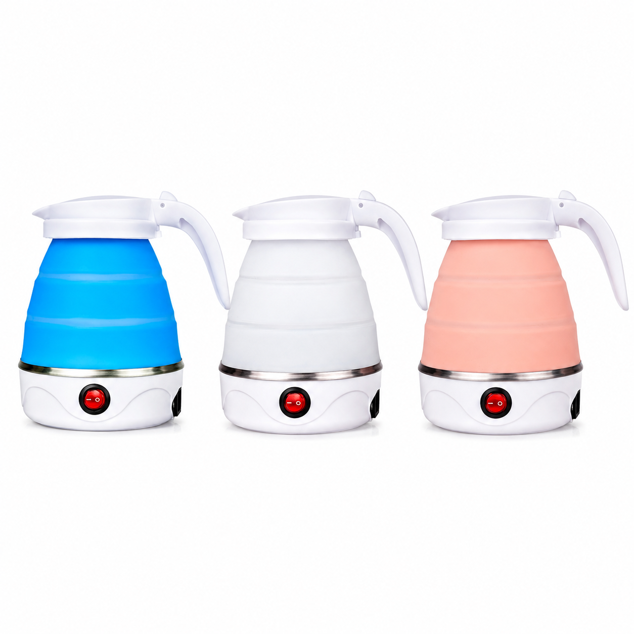 Travelling Folding Kettle 600ml – Portable Silicone Electric Water Boiler with Boil-Dry Protection & Fast Boiling for Camping, Travel & Hotels