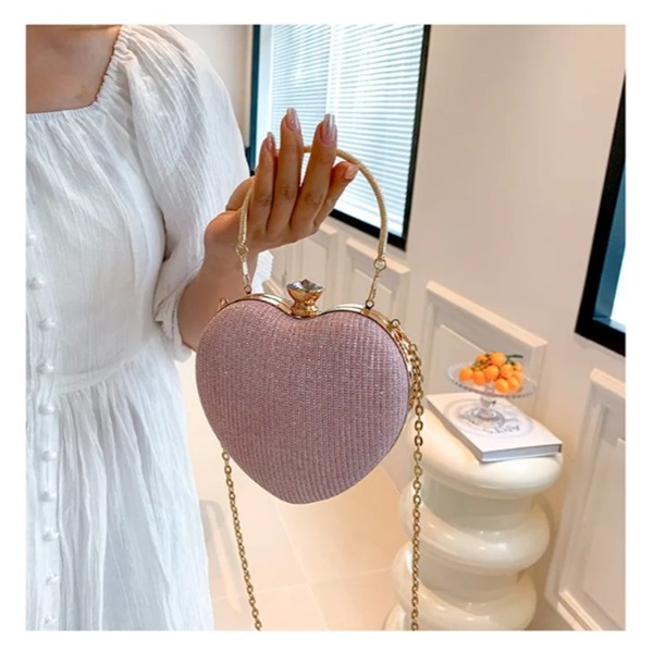 1 Bags Clutch Fashion Chain Luxury Designer Heart Shape For Women