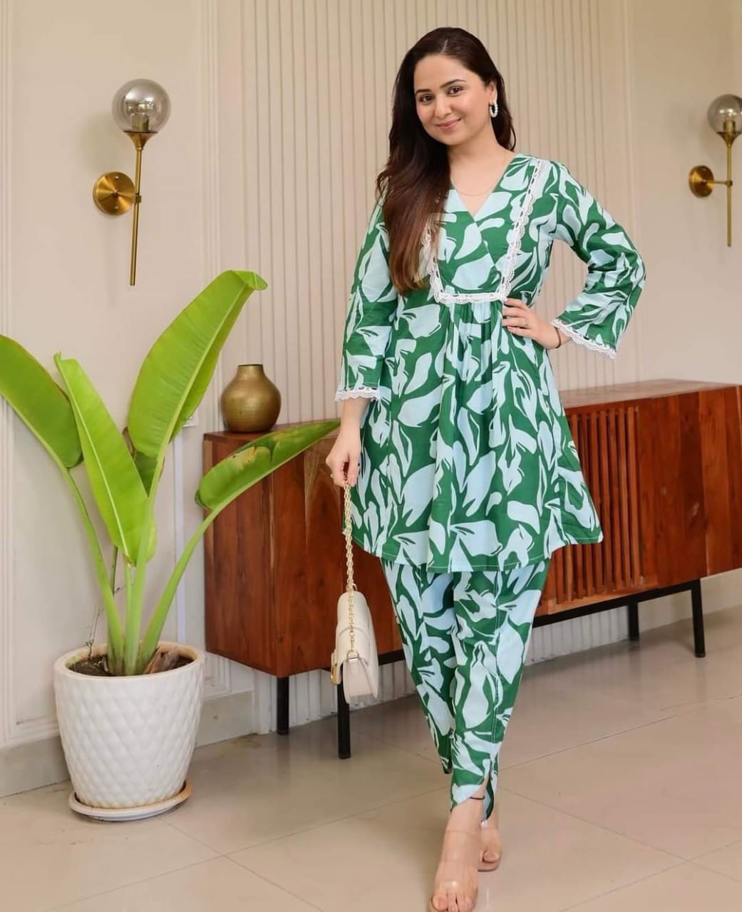 Women's Pure Cotton Digital Print Co-Ord Set, Sizes 38 to 46