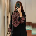 Soft Cotton Three Piece with Embroidered Salwar and Georgette Orna