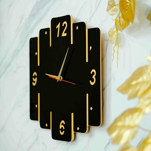 Noir Square – Black Acrylic Luxury Wall Clock (13″ x 13″)
