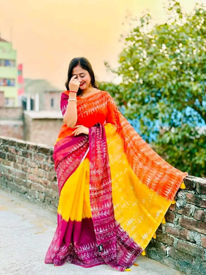 Women's Chanderi Silk Saree with Multi-Colour Floral Print