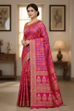 Kaftan Silk Digital Print Saree with Tassels and Zari Border