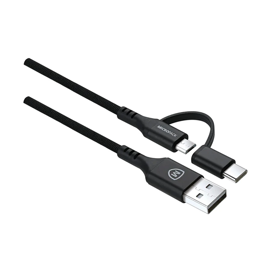 Micropack MC-AC13 USB to Type-C & Micro USB Cable 1.5 Meter Black