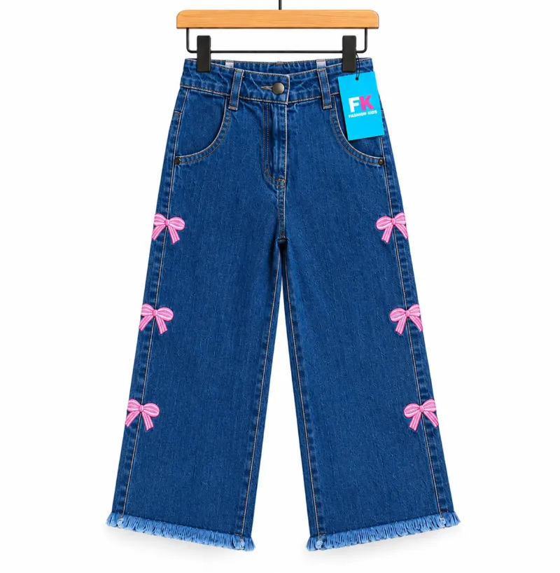 Girls' Pookie Design Cotton Denim Baggy Pant, 2 to 12 Years