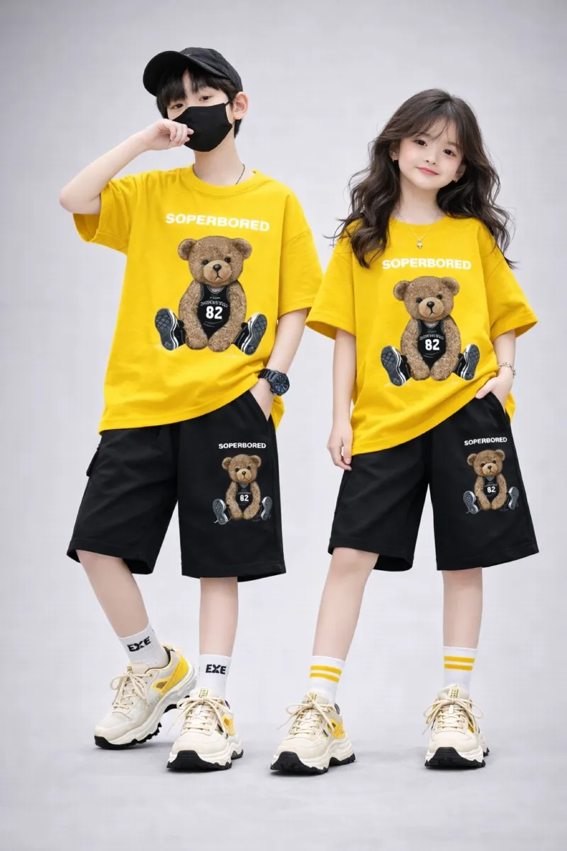 Kids' Drop Shoulder Printed T-Shirt and Pant Set, 2 to 5 Years