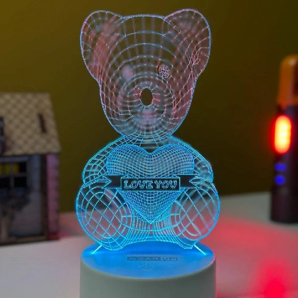 GearUP Acrylic Multicolor Night Lamp (Love Bear)