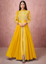 Women's Georgette Embroidered Party Dress with Chiffon Orna, 53 Inch