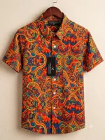 Men's Half Sleeve Micro Fabric Vertical Stripe Casual Shirt