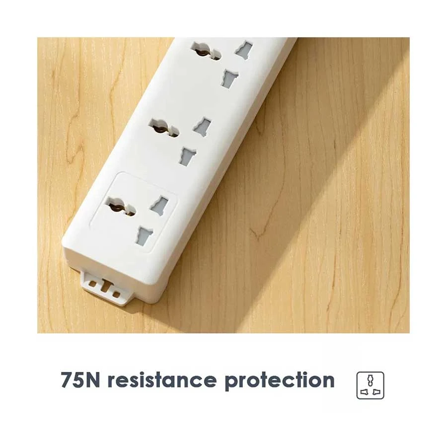 Deli ET405 2 Pin 6 Port Power Strip 3 Meter White