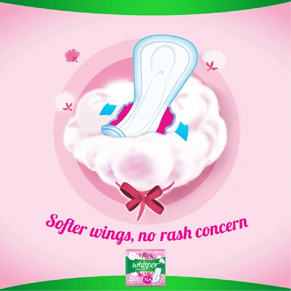 Whisper Ultra Softs Air Fresh Sanitary Pads for Women, XL 30 Napkins