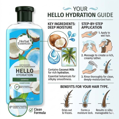 Herbal Essences Deep Moisture Hello Hydration Shampoo 346ml (USA)
