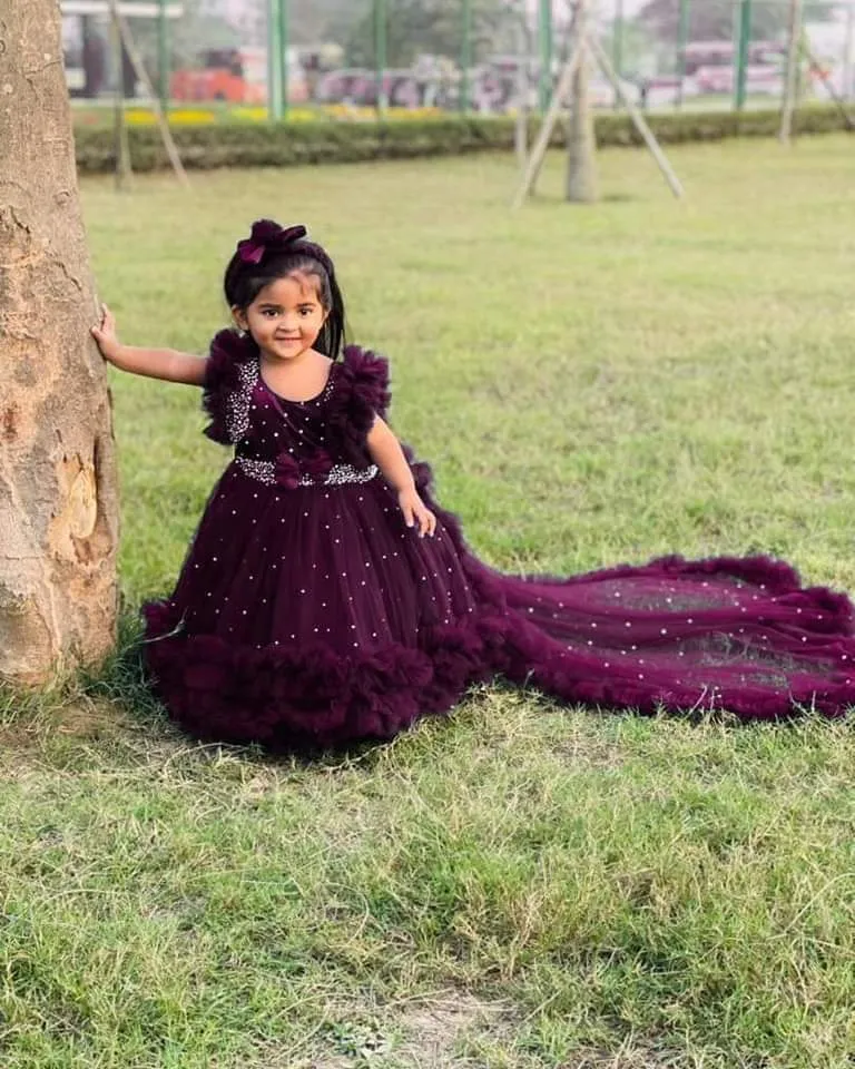 Girls' AC Net Party Dress with Bead Work, Ages 3 to 12