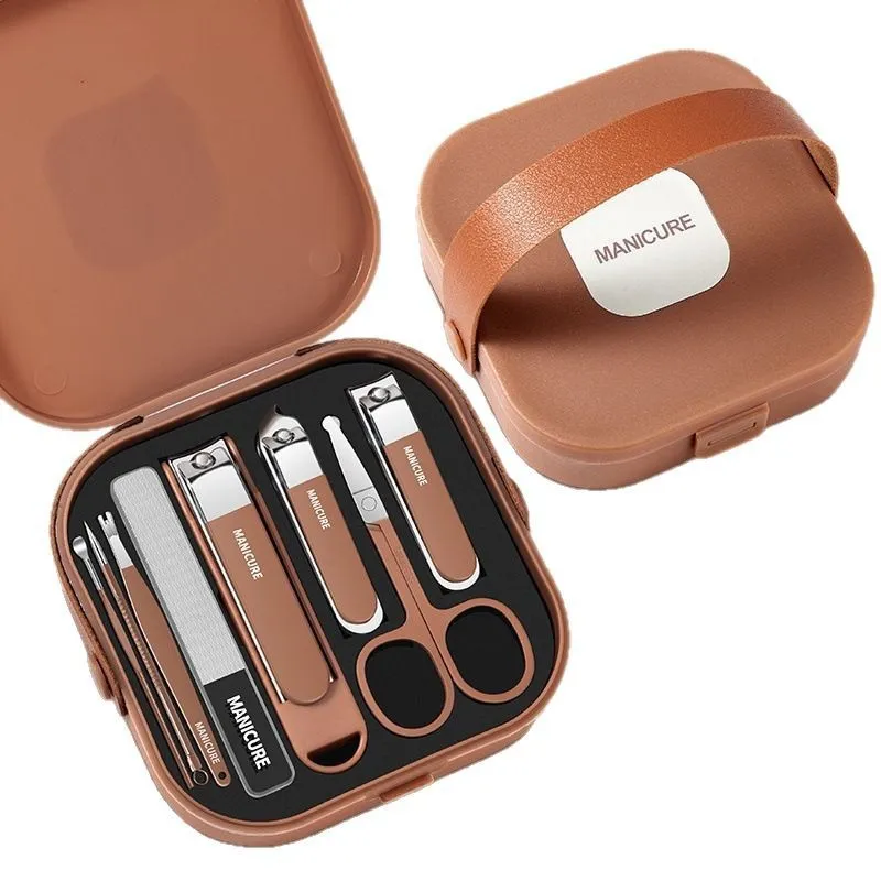 Premium 8-Piece Manicure and Pedicure Set | Stainless Steel Nail Clippers & Grooming Kit with Elegant Portable Travel Case